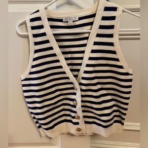 J.Crew Navy and Cream Striped Vest